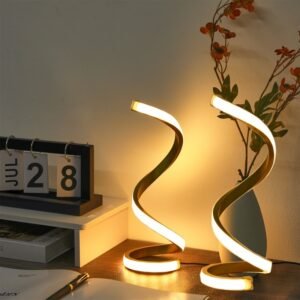 2Pcs Creative Spiral Three-Color Adjustable LED Desk Lamp, Three-Color Dimming, USB-Powered